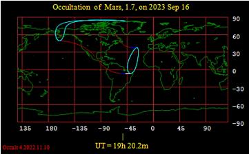Lunar Occultation of Mars Path